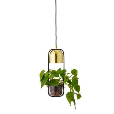 Bloomingville Pendelleuchte »Pendant Lamp«, gold, mit Blumentopf, Hängelampe, dänisches Design