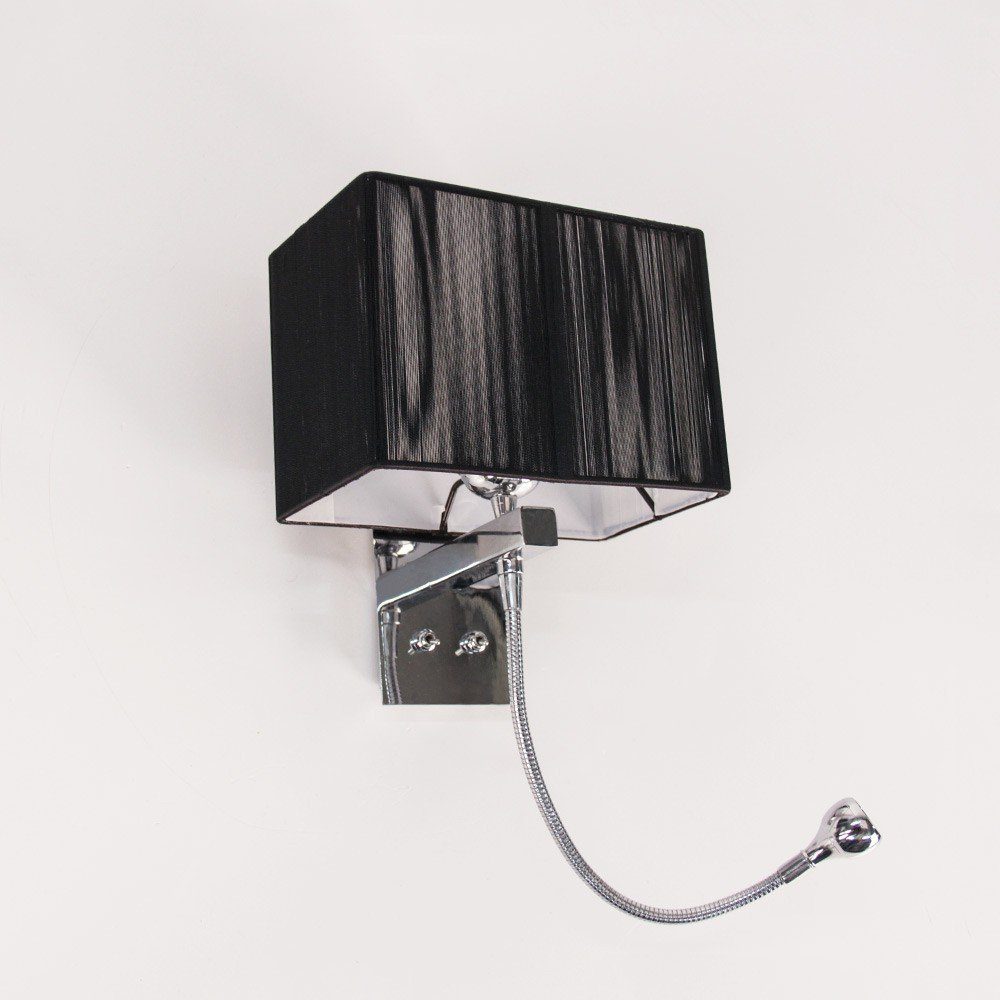 s.luce Lesearm Wandleuchte und Neutralweiß Stoffschirm LED Wandleuchte mit Schwarz, Twine