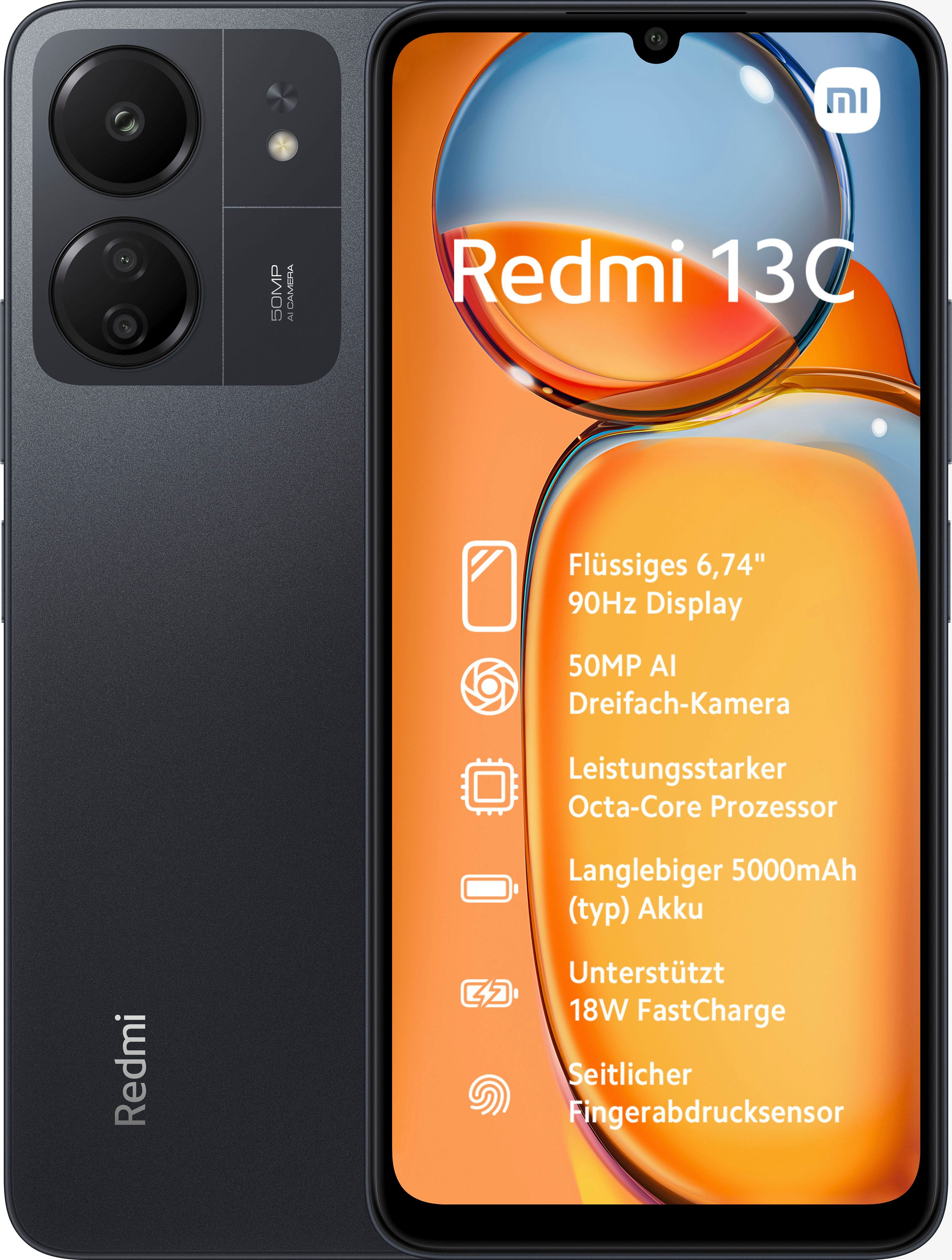 Xiaomi Redmi 13C 8GB+256GB Smartphone (17,1 cm/6,74 Zoll, 256 GB Speicherplatz, 50 MP Kamera) Schwarz