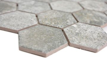 Mosani Mosaikfliesen Hexagonale Sechseck Mosaik Fliese Keramik Granit grau