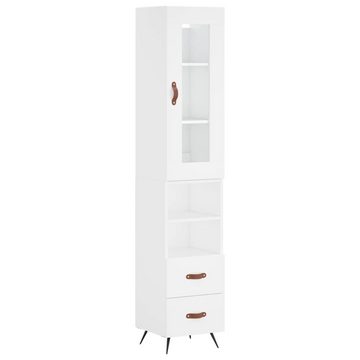 vidaXL Anrichte Highboard Weiß 34,5x34x180 cm Holzwerkstoff Glas Vitrine