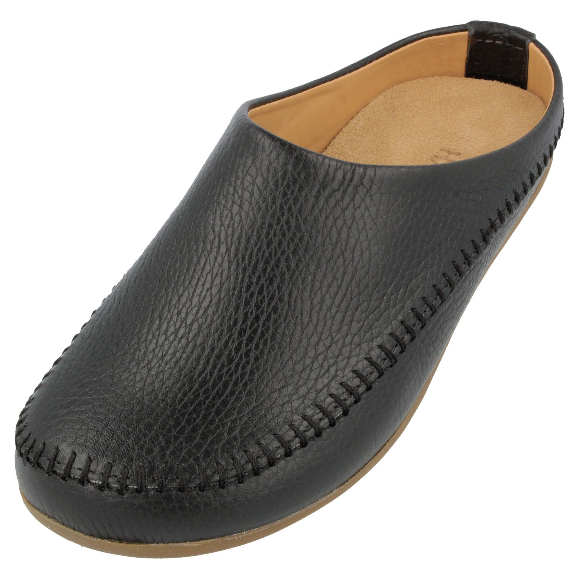 Haflinger Softi Lederpantoffel mit weicher Gummisohle und Wechselfussbett Hausschuh