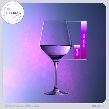 IMPERIAL glass Weinglas Große Rotweingläser 920ml Set 2-Teilig "Sydney", Crystalline Glas, Burgundergläser aus Crystalline Glas Weinglas Spülmaschinenfest