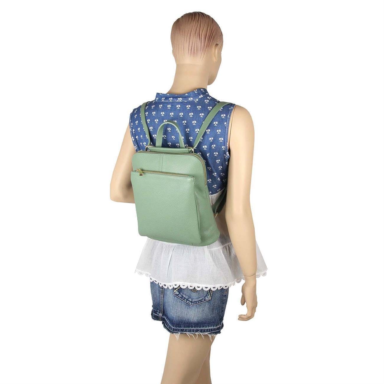ITALYSHOP24 Rucksack Made in Italy Damen Leder Umhängetasche Backpack Schultertasche Bag, PREMIUM City Daypack Tagesrucksack Handgepäck Shopper Freizeitrucksack