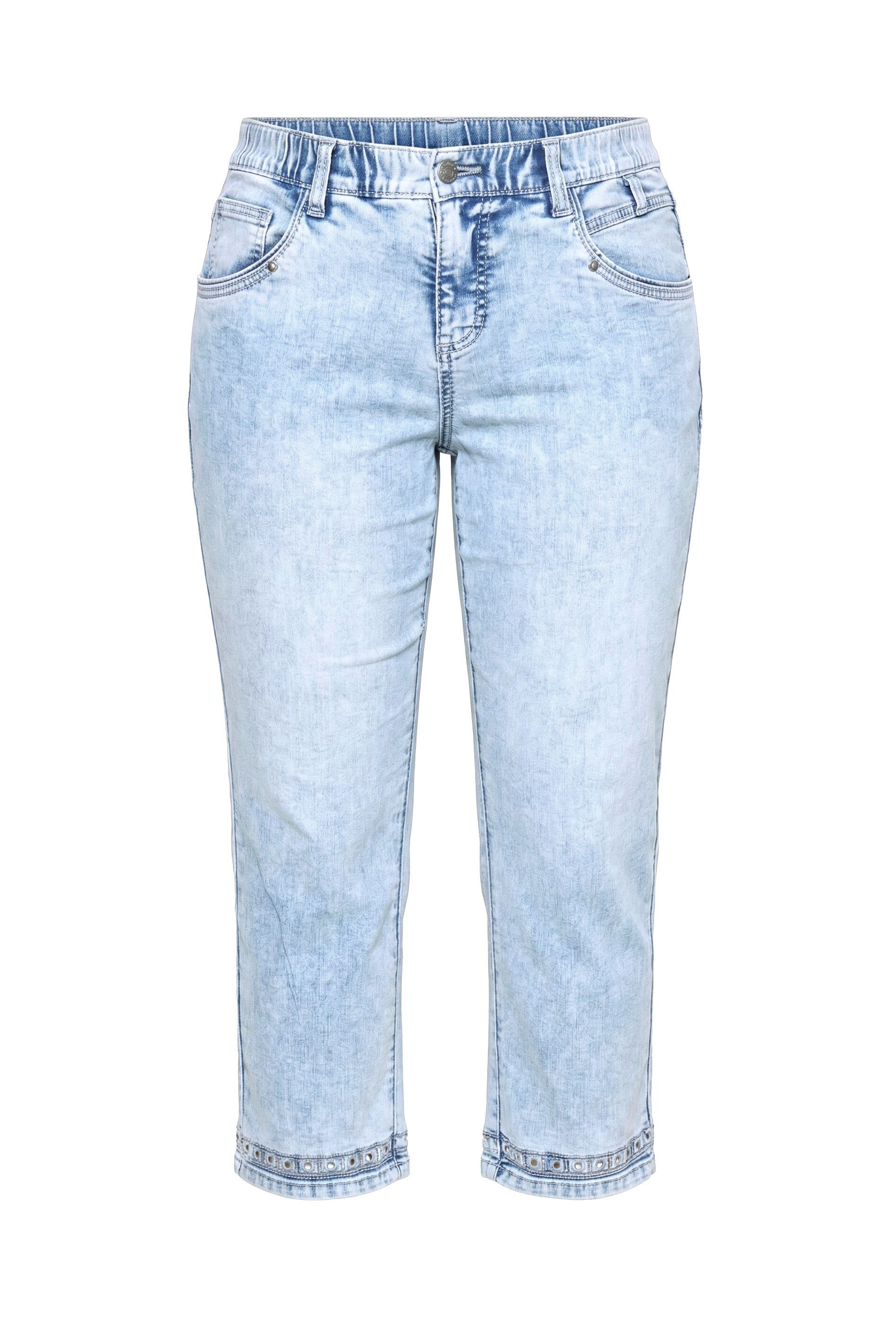 Regular-fit-Jeans 7/8 Slim -Jeans Saum mit Stickerei