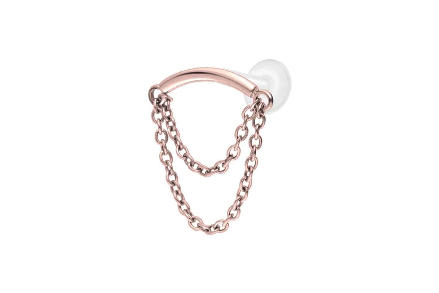 PIERCINGLINE Piercing-Set PTFE Labret mit Innengewinde + Titan-Aufsatz BOGEN + 2 KETTEN (Labrets, 1-tlg)