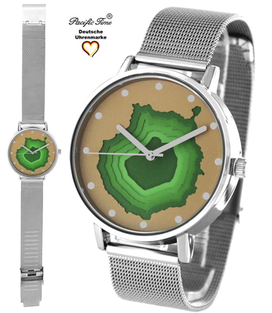 Pacific Time Quarzuhr Damen Armbanduhr Gran Canaria Relief, Gratis Versand