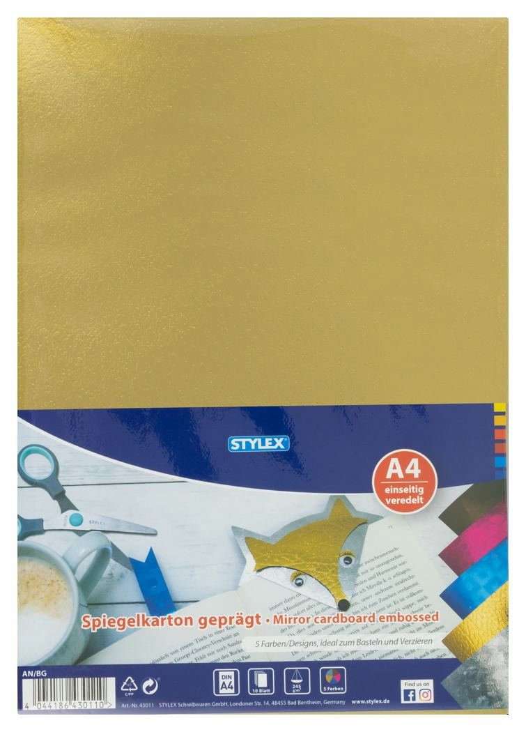 Stylex Papierkarton Stylex Spiegelkarton DIN A4 in 5 Designs - Ausverkauf