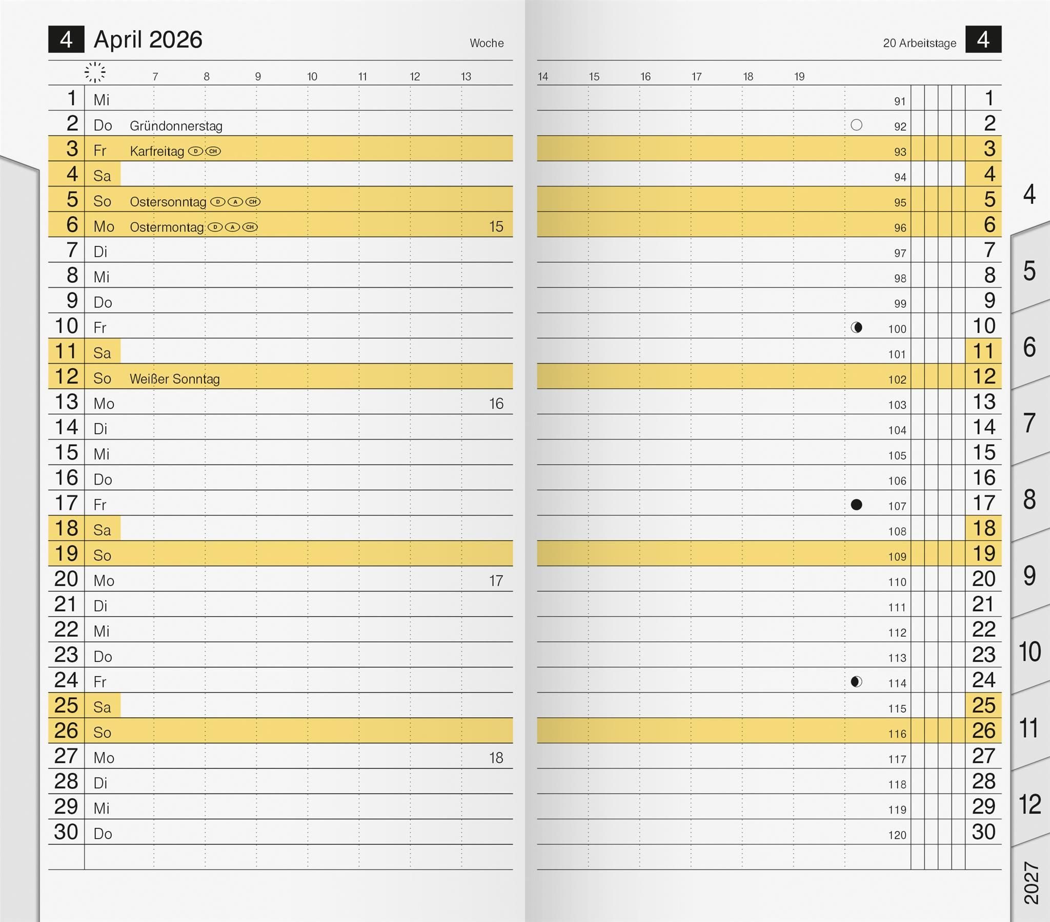 RIDO Countdown Kalender 2026 Rido Monats-Ersatzkalendarium 87×153 mm weiß 4003273791824