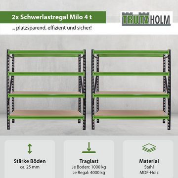TRUTZHOLM Steckregal 2x Industrieregal Milo 200x190x60 cm steckbar, erweiterbar 4 Ebenen 4, 2er