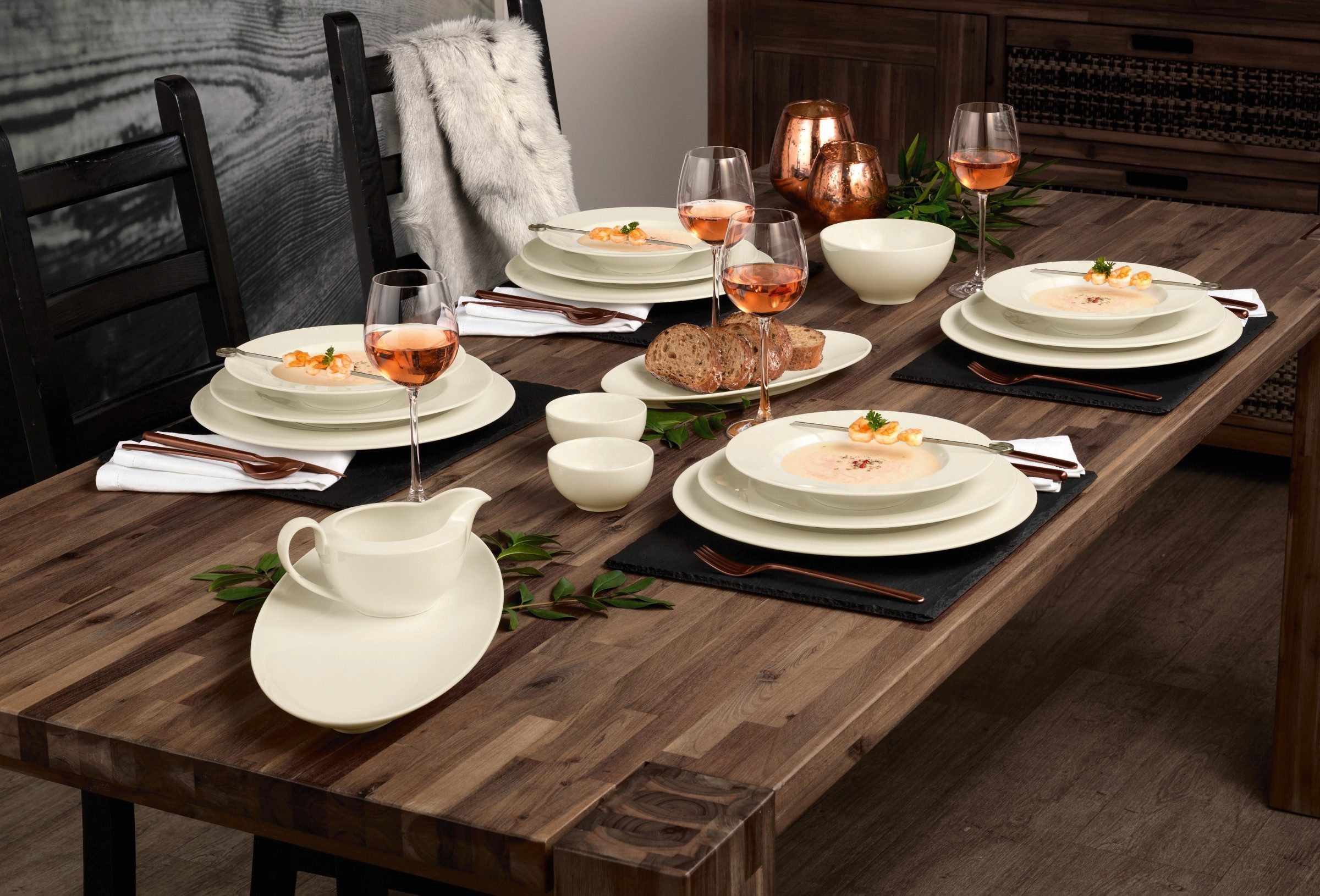 Seltmann Weiden Tafelservice Teller Set, Geschirr-Set Zoè (12-tlg), 6 Personen, Porzellan, Teller-Set, Suppenteller, Made in Germany, 12 Teile, für 6 Personen