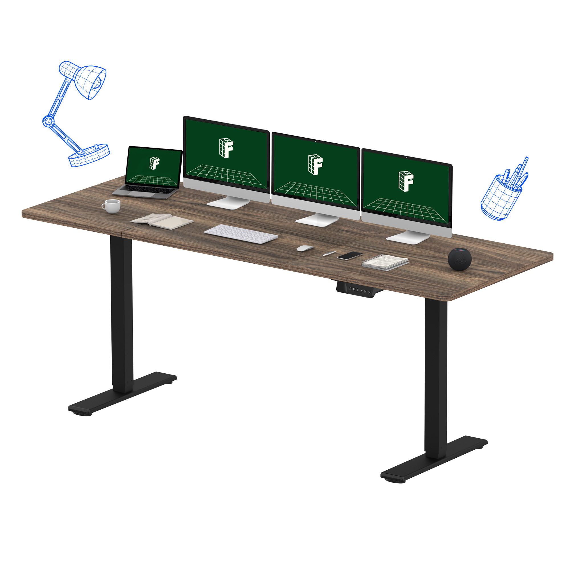 FLEXISPOT Schreibtisch Sitz-Steh-Tisch mit Memory-Funktionen (110X54/140X70/ 160X70/ 180X80/ 200X80 CM), Dual-Motor, 4 Speicherplätze, Anti-Kollisionssystem