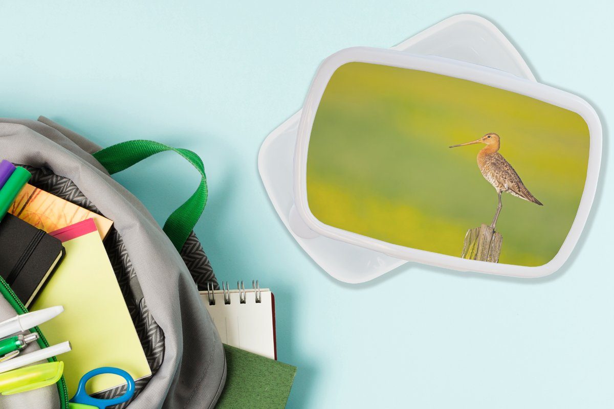 MuchoWow Lunchbox Vogel für Kinder Jungs Erwachsene, Tiere und Mädchen Grün, und Brotbox für - - Uferschnepfe weiß (2-tlg), Pfahl - Kunststoff, Brotdose, 