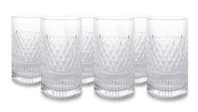 Asphald Glas 6er Set Vintage Longdrink Gläser Set 400ml Trinkglas Glas, Schönes Design
