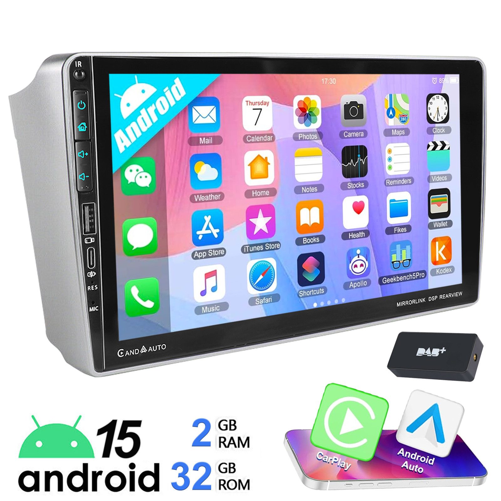 ESSGOO Für Toyota Avensis T25 2002-08 Autoradio Android 15 Carplay Navi WIFI Autoradio (RDS, 4+64GB(optional), Digitalradio (DAB), FM, AM, Carplay Android Auto Bluetooth EQ USB GPS Navi WIFI IPS Touchscreen)