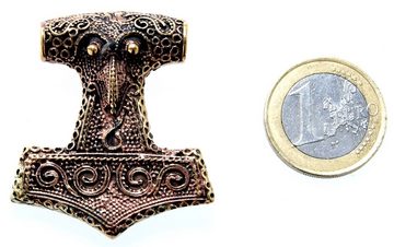 Kiss of Leather Kettenanhänger schwerer Thorshammer Anhänger Bronze Rabe Mjölnir Nordisch Wikinger Hammer