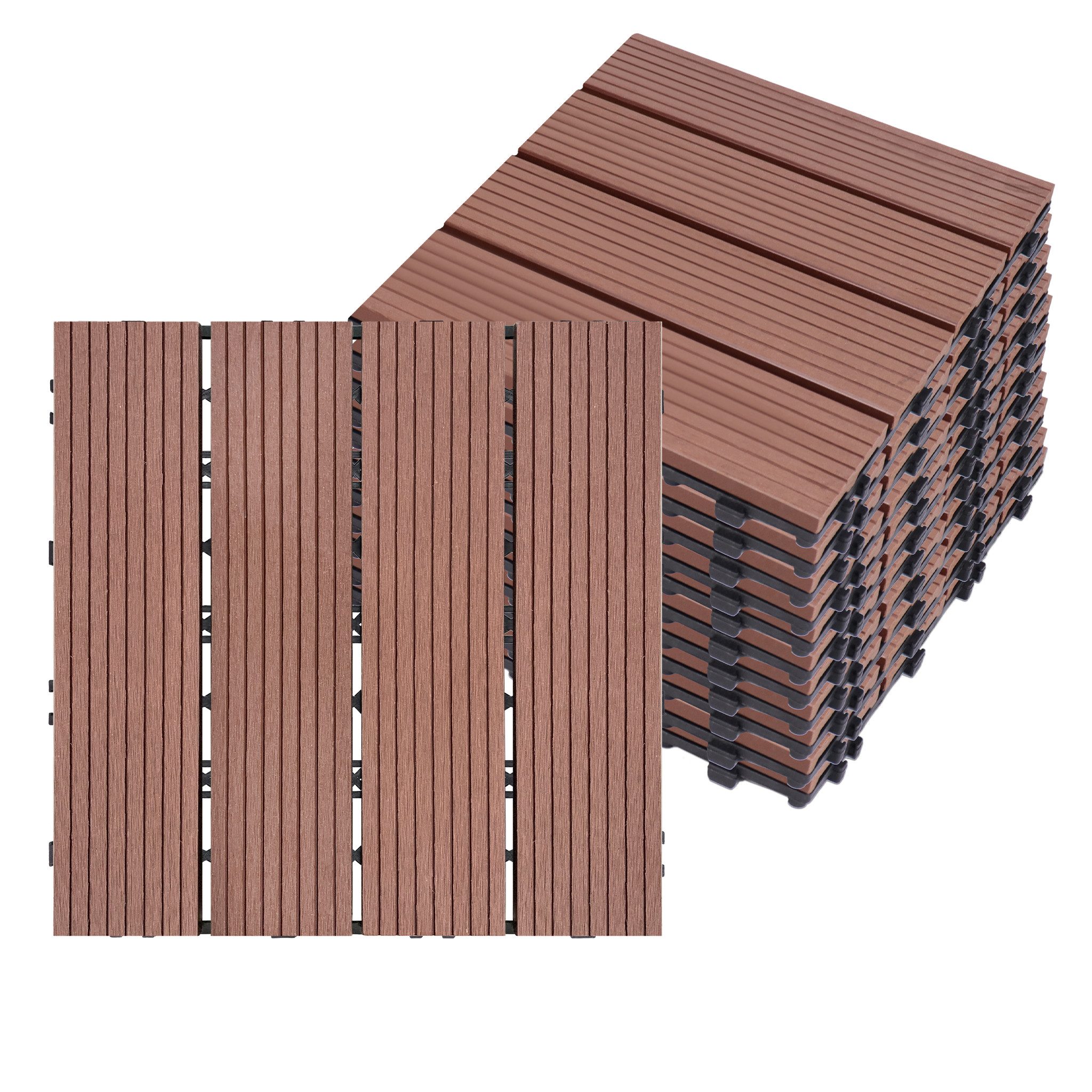 FIVMEN Terrassendielen Terrassenfliesen WPC 30x30cm Kunststoff Klickfliesen mit klicksystem, (Packung, 11-St., Filterbares Wasser Premium Fliese Terrassendielen), für Garten Balkon Terrasse