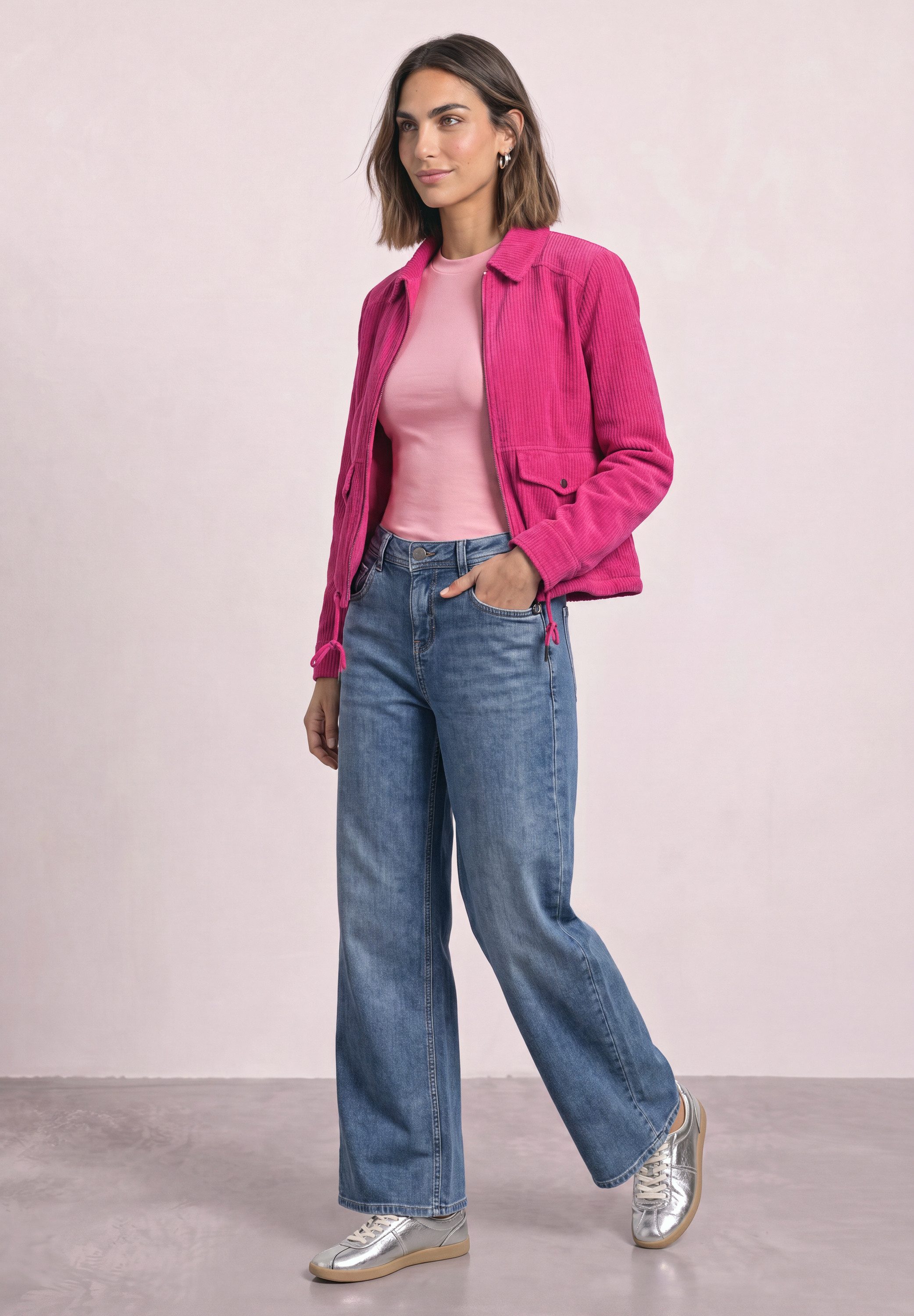 STREET ONE Cordjacke mit Tunnelzugsaum