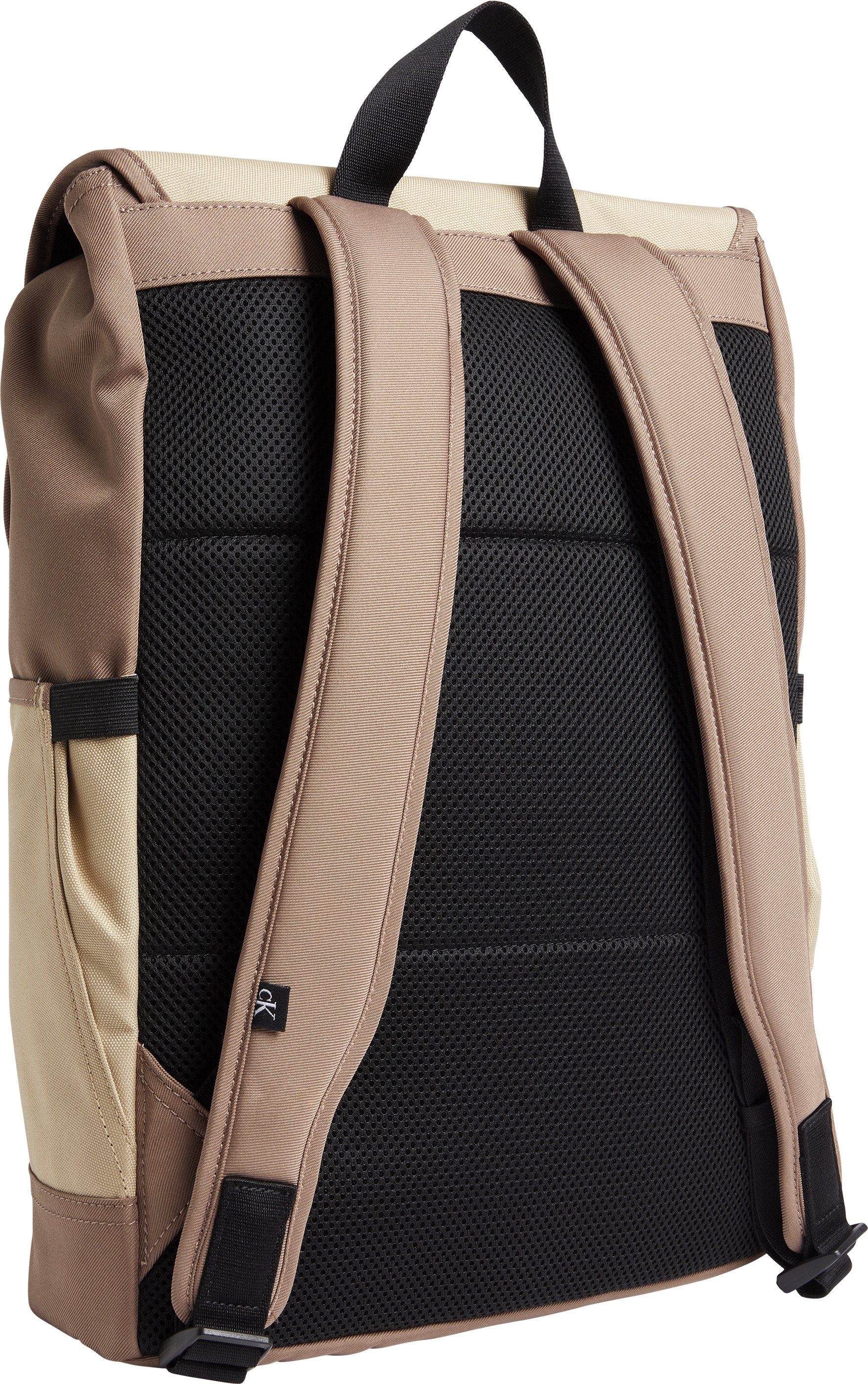 Calvin Klein Jeans Cityrucksack mit gepolstertem CB, Travertine BP43 Rücken Block FLAP ESSENTIALS SPORT