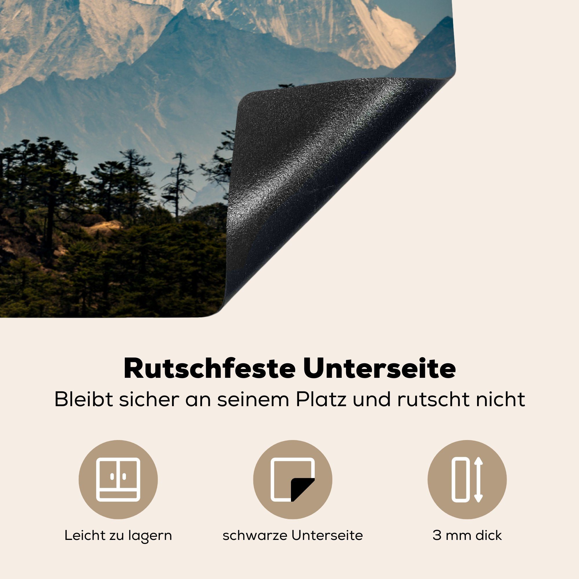 81x52 für Schutz küche, Herdblende-/Abdeckplatte Vinyl, MuchoWow die Ferne, Ceranfeldabdeckung Mount tlg), Everest Der (1 der cm, aus Induktionskochfeld