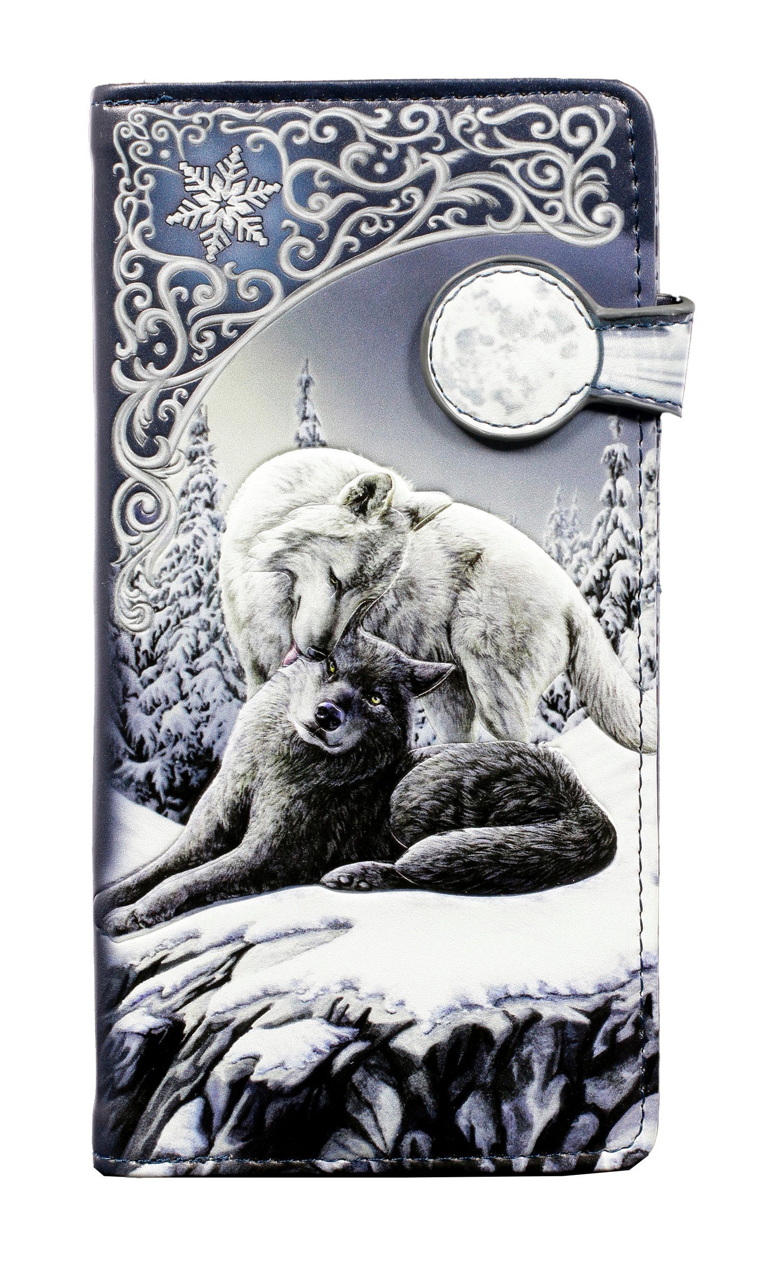 Figuren Shop GmbH Geldbörse Geldbörse mit Wölfen - Snow Kisses - geprägt - Fantasy