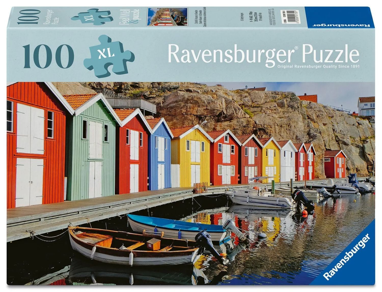 Ravensburger Erwachsenenpuzzle 100 XL-Teile - Bunte Häuser in Schweden, Puzzleteile