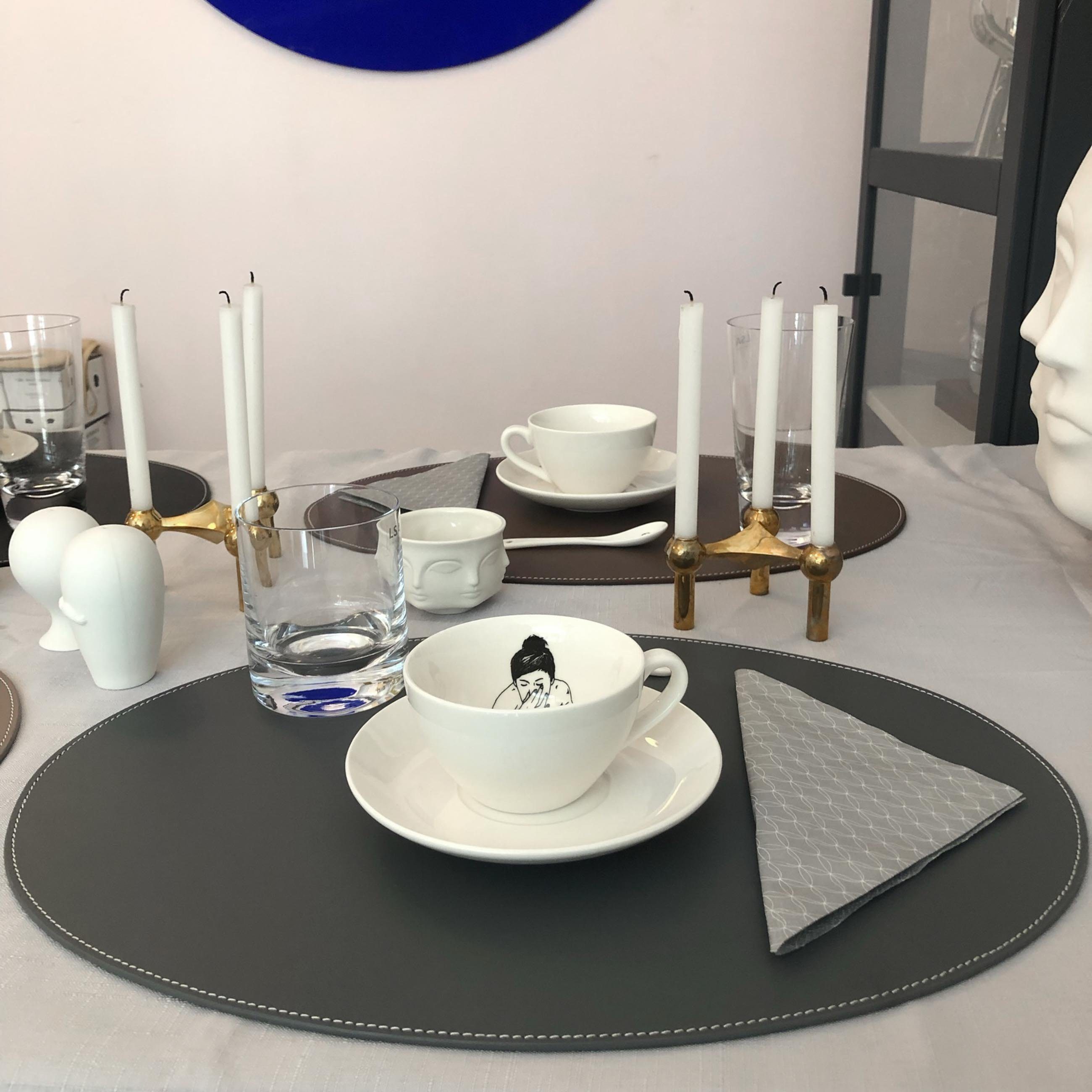 adorist Platzset, (1-St), Leder Tischset, Lederunterlage KANON oval, grau/grey