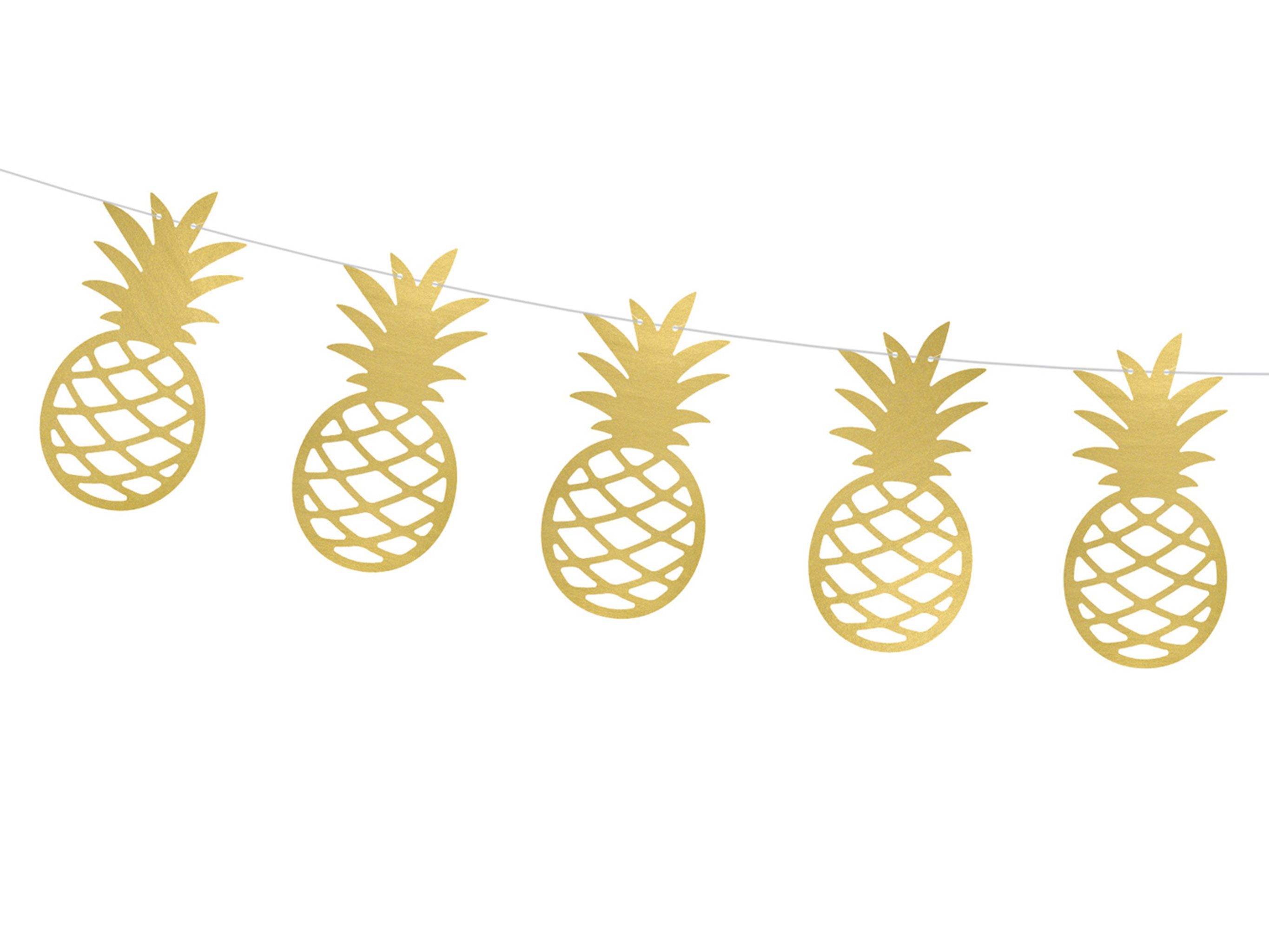 partydeco Wimpelkette, Girlande Ananas 13x150cm gold metallic