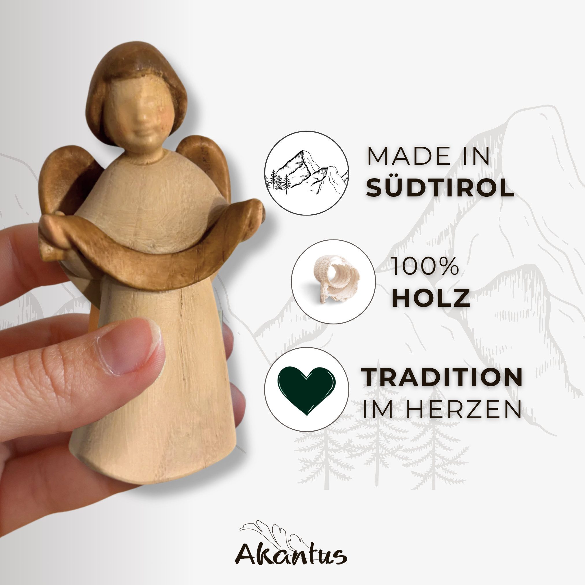 Akantus Krippenfigur Weihnachtskrippe mit gebeizten Holzfiguren – individuell kombinierbar