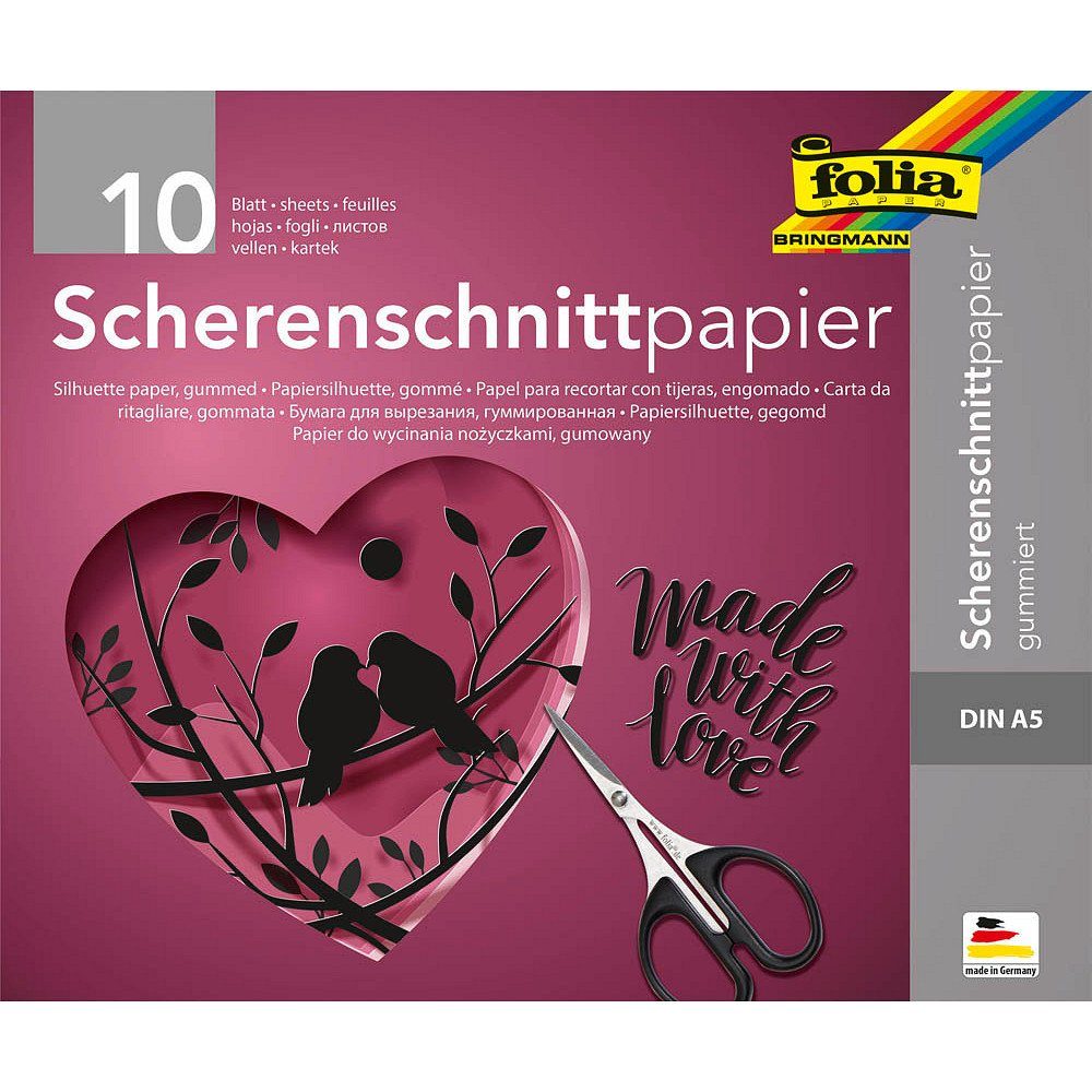 105 10 Blatt Druckerpapier gummiert Scherenschnittpapier g/qm schwarz folia Folia