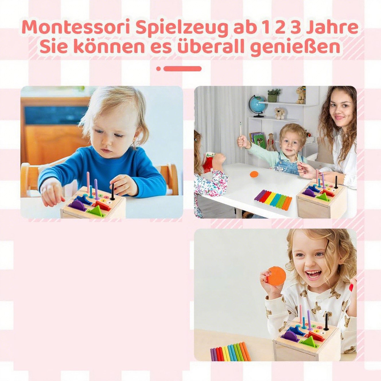CLTYQ Lernspielzeug Montessori Spielzeug ab 3Jahr, Baby Spielzeug,Farbe Sortierspiel, Kleinkind Sensorik Spielzeug Baby Motorikspielzeug Holzspielzeug – Bild 3 von 5