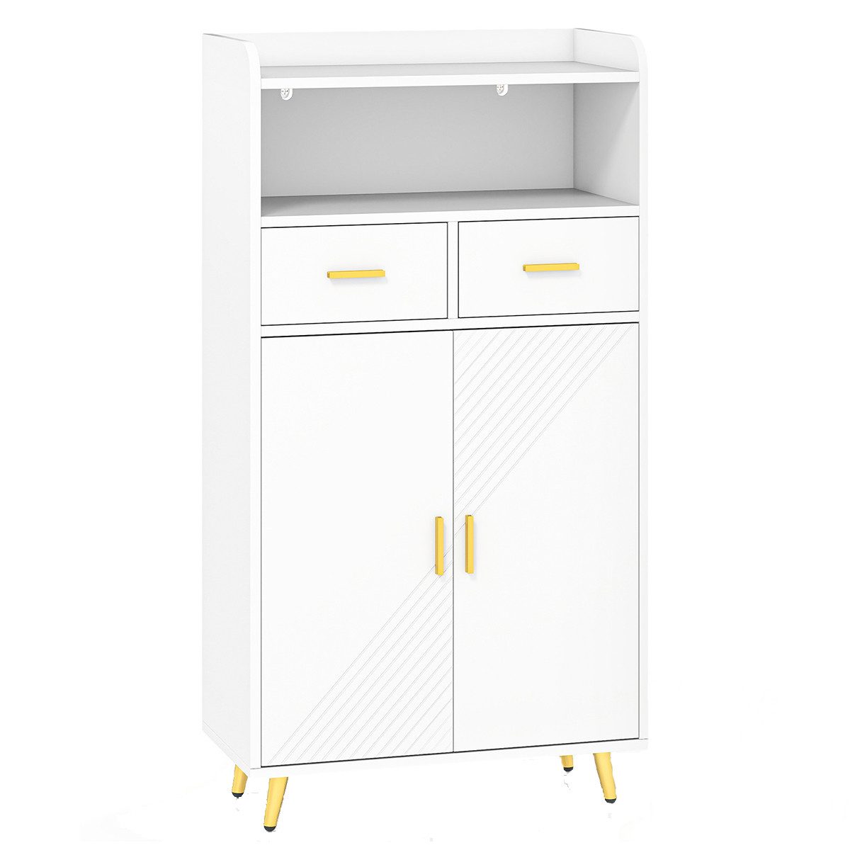 COSTWAY Vorratsschrank Küchenschrank mit Schubladen & verstellbarem Regal Holz