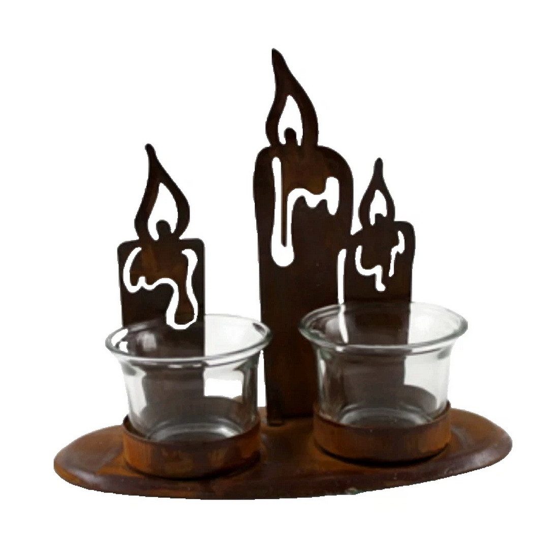 Kaufhaus le petit Teelichthalter Teelichthalter Kerzenhalter Metall Glas Deko Windlicht Kerzenständer, Leuchter Dekofigur Dekoskulptur Dekoobjekt