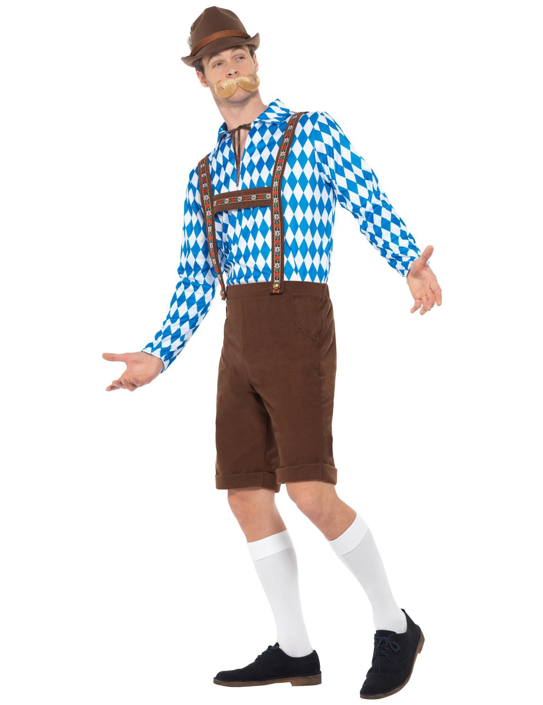 Smiffys Kostüm Bayrisches Trachtenkostüm für Herren braun-blau-weiss