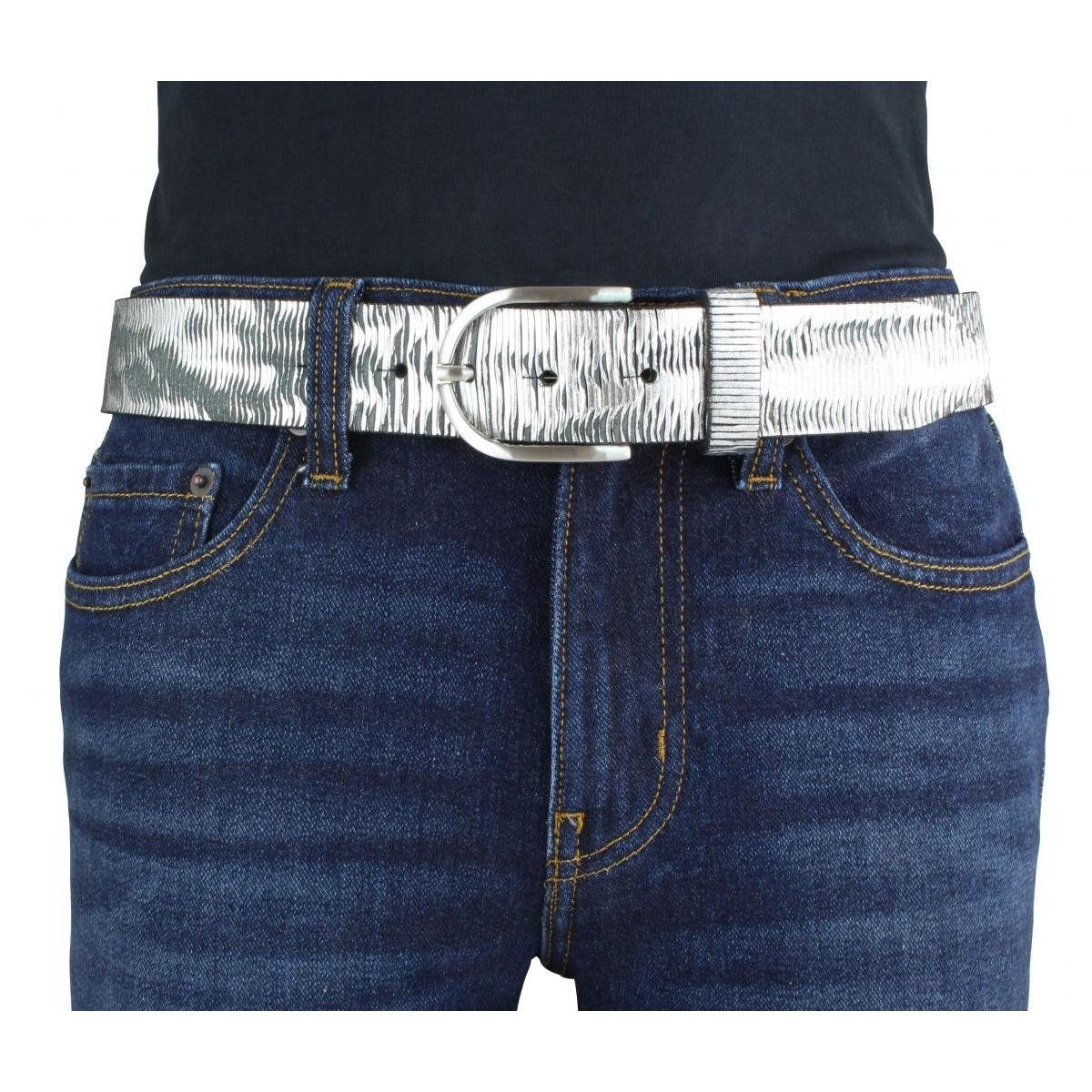 BELTINGER Ledergürtel Damen-Gürtel aus Vollrindleder Metall-Optik 4,0 cm - günstig online kaufen