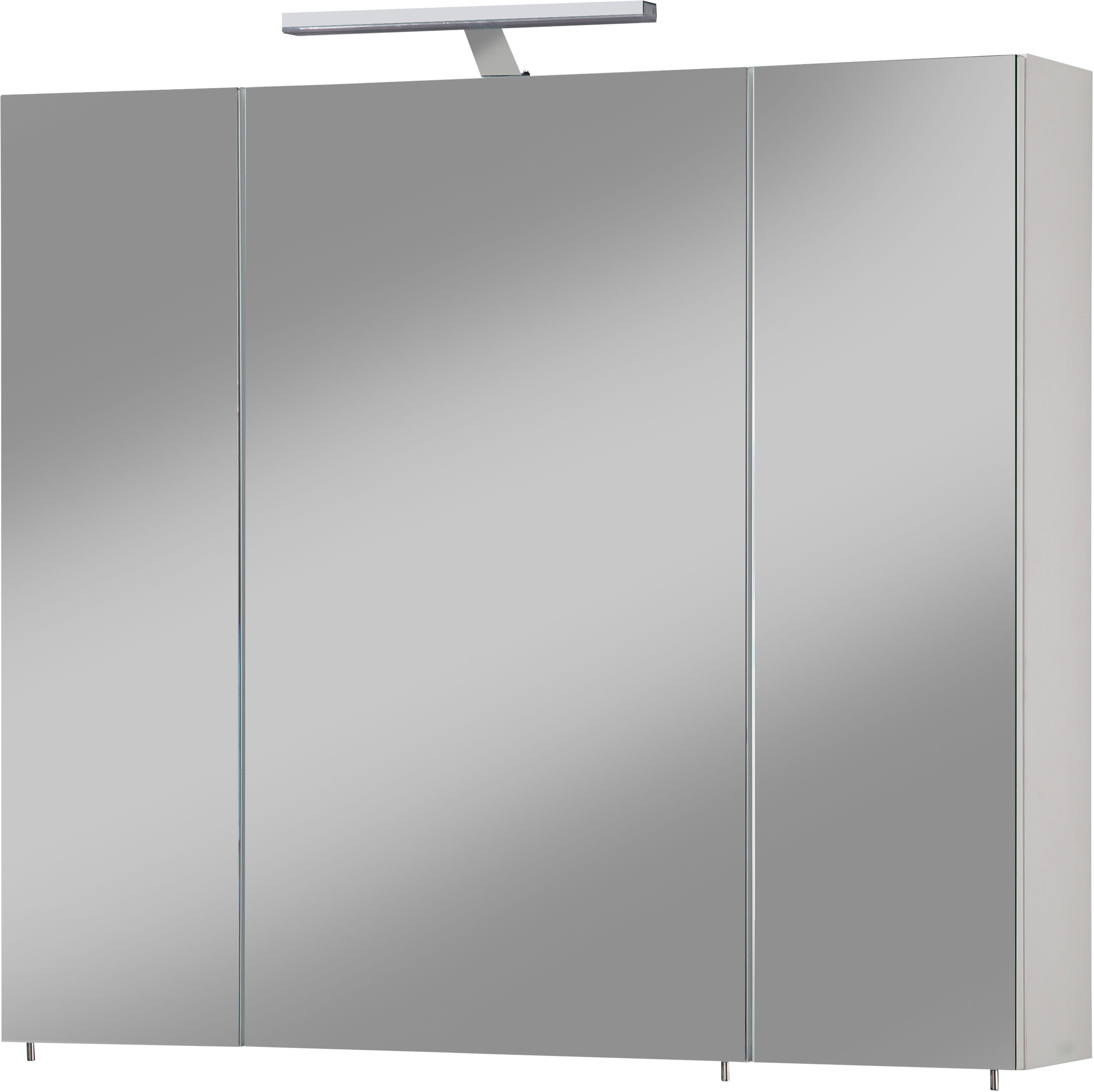 welltime Spiegelschrank Torino Breite 80 cm, 3-türig, LED-Beleuchtung, Schalter-/Steckdosenbox