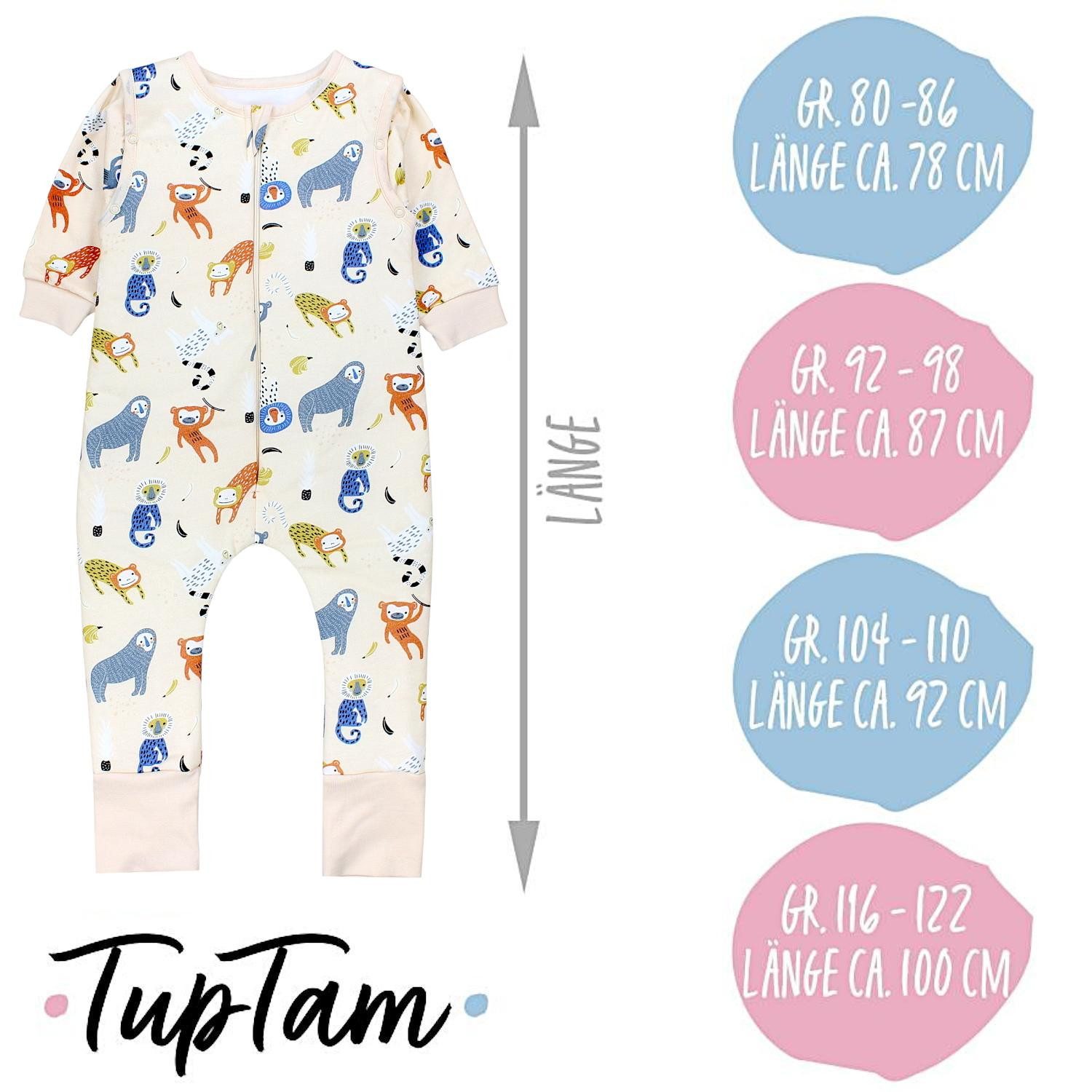 TupTam Babyschlafsack 2.5 TOG Schlafsack BIO-Baumwolle mit Beinen und Ärmeln Herbst Winter