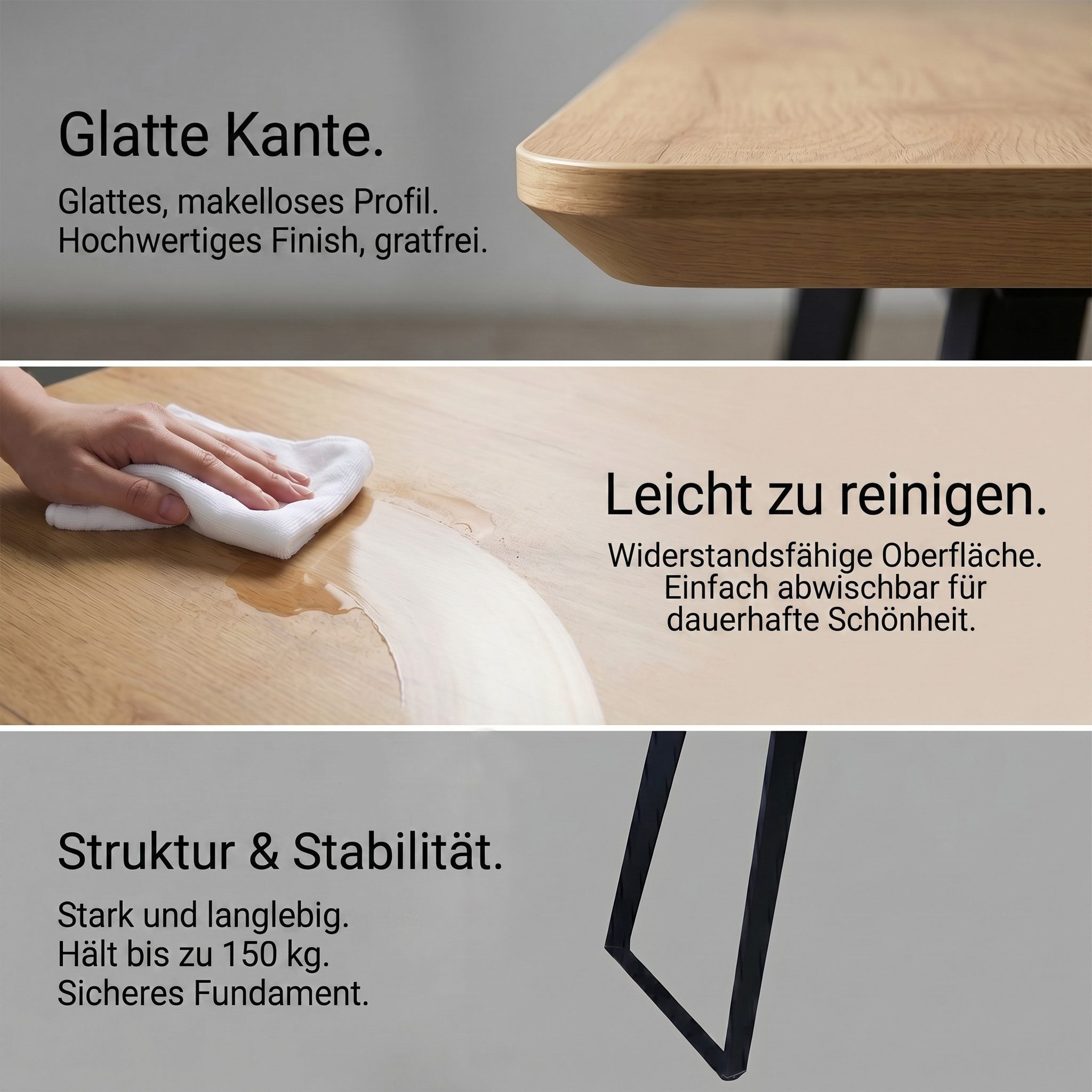 Jiexi Essgruppe Essgruppe ausziehbar MDF Eiche-Optik Tisch mit Samtstühlen – Bild 5 von 5