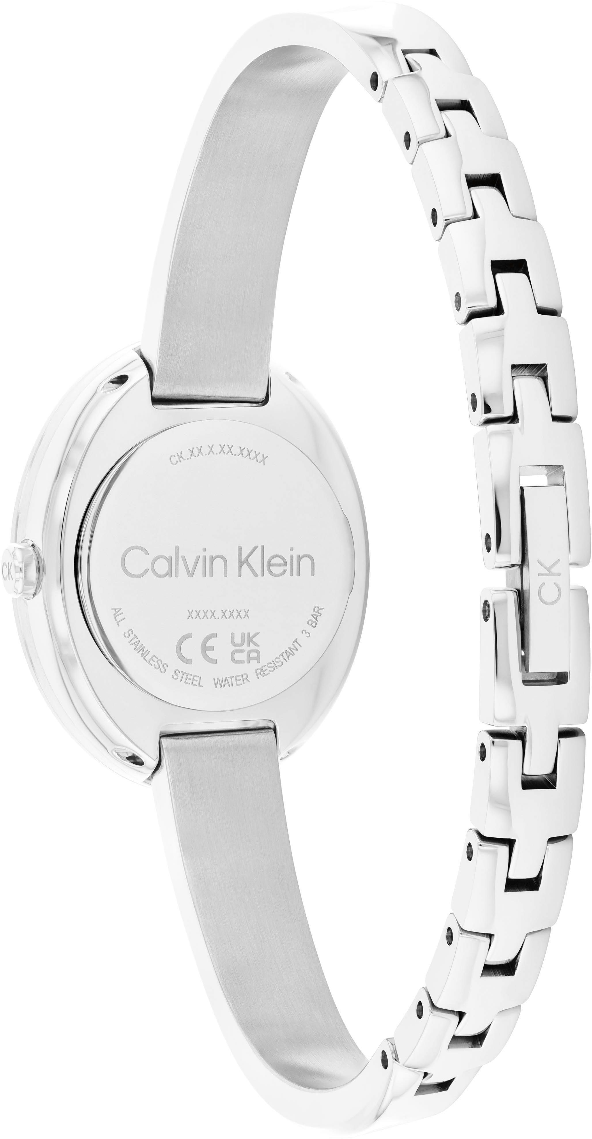 Calvin Klein Quarzuhr TWISTED BEZEL 25100055, Armbanduhr, Damenuhr, Edelstahlarmband, analog