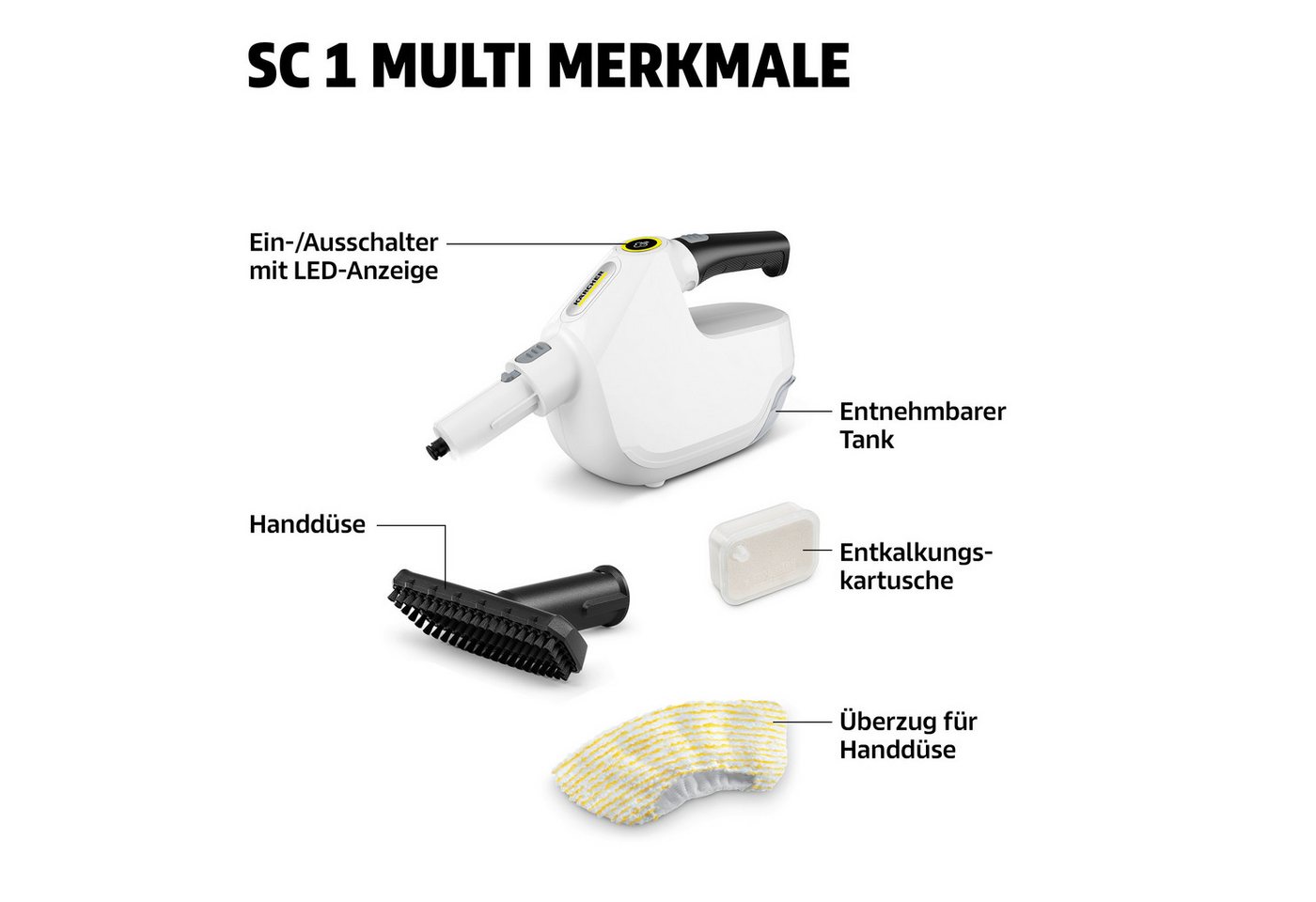 KÄRCHER Dampfreiniger SC 1 Multi, 1300 W, beutellos