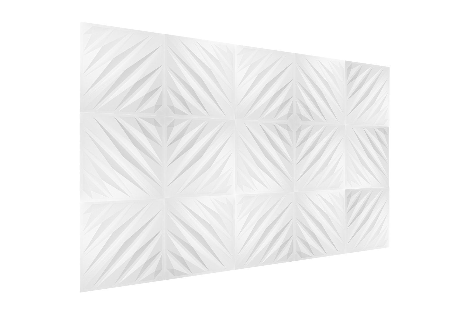 Hexim Wanddekoobjekt HD136 (PVC Kunststoff - weiße Wandverkleidung mit 3D Optik - Abstrakte Motive (0.25 qm 1 Platte) Paneele Tapeten Verblender)