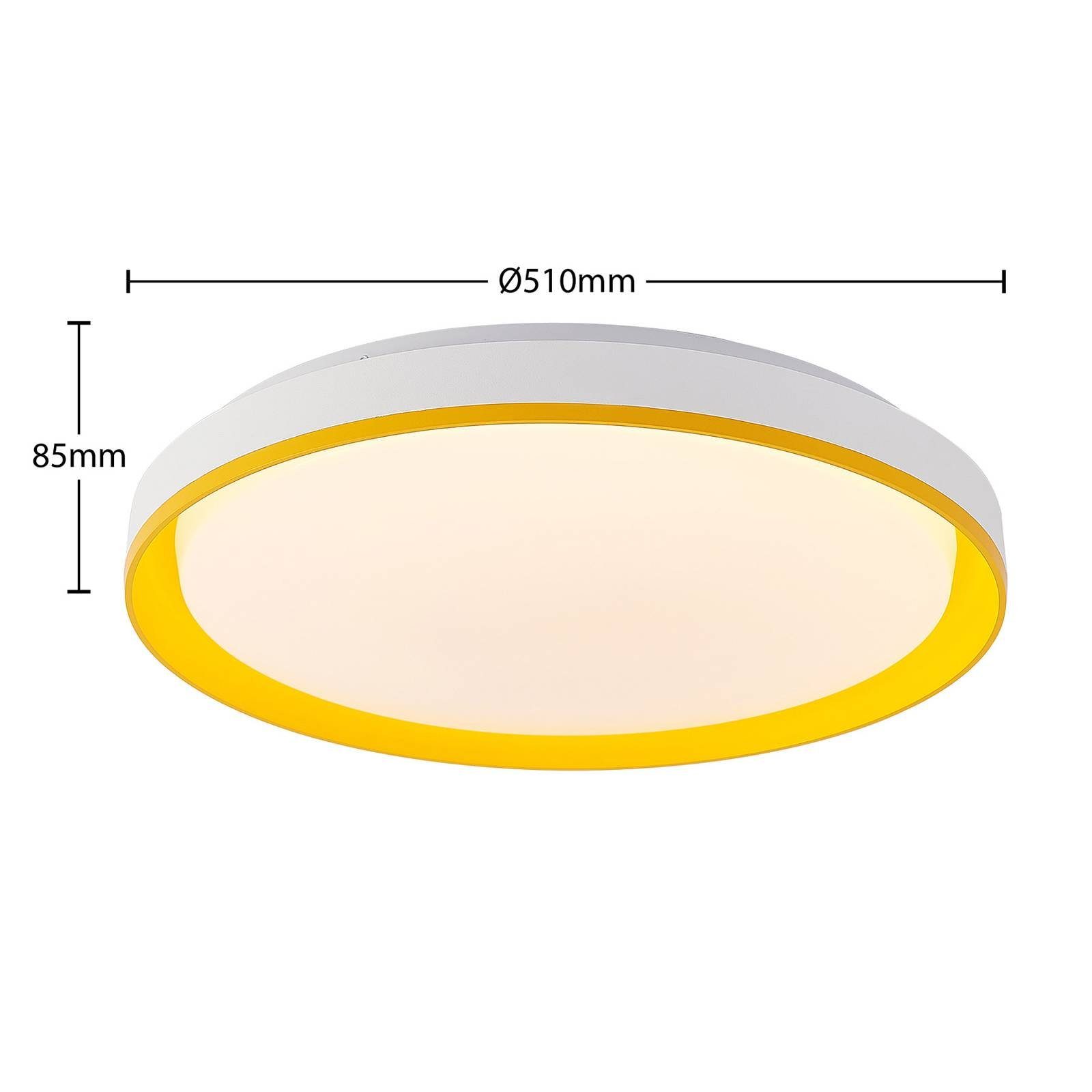 Lindby LED Deckenleuchte Divora, dimmbar, / tageslicht, 1 flammig, LED-Leuchtmittel verbaut, Farbwechsel weiß, PMMA, gelb, Eisen, Modern, inkl. warmweiß fest