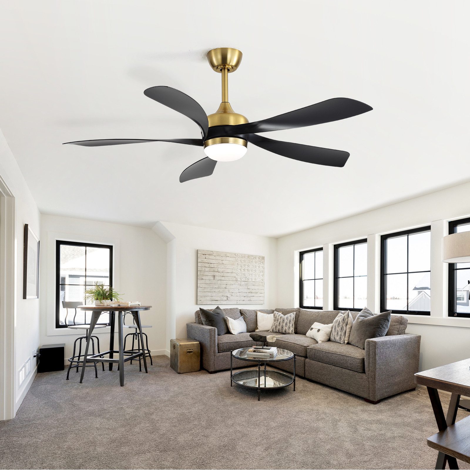 Sofucor Deckenventilator mit LED‑Leuchte, Leiser DC‑Motor, Fernbedienung & Timer‑Funktion, 132 cm Vielseitiger Deckenventilator für alle Räume