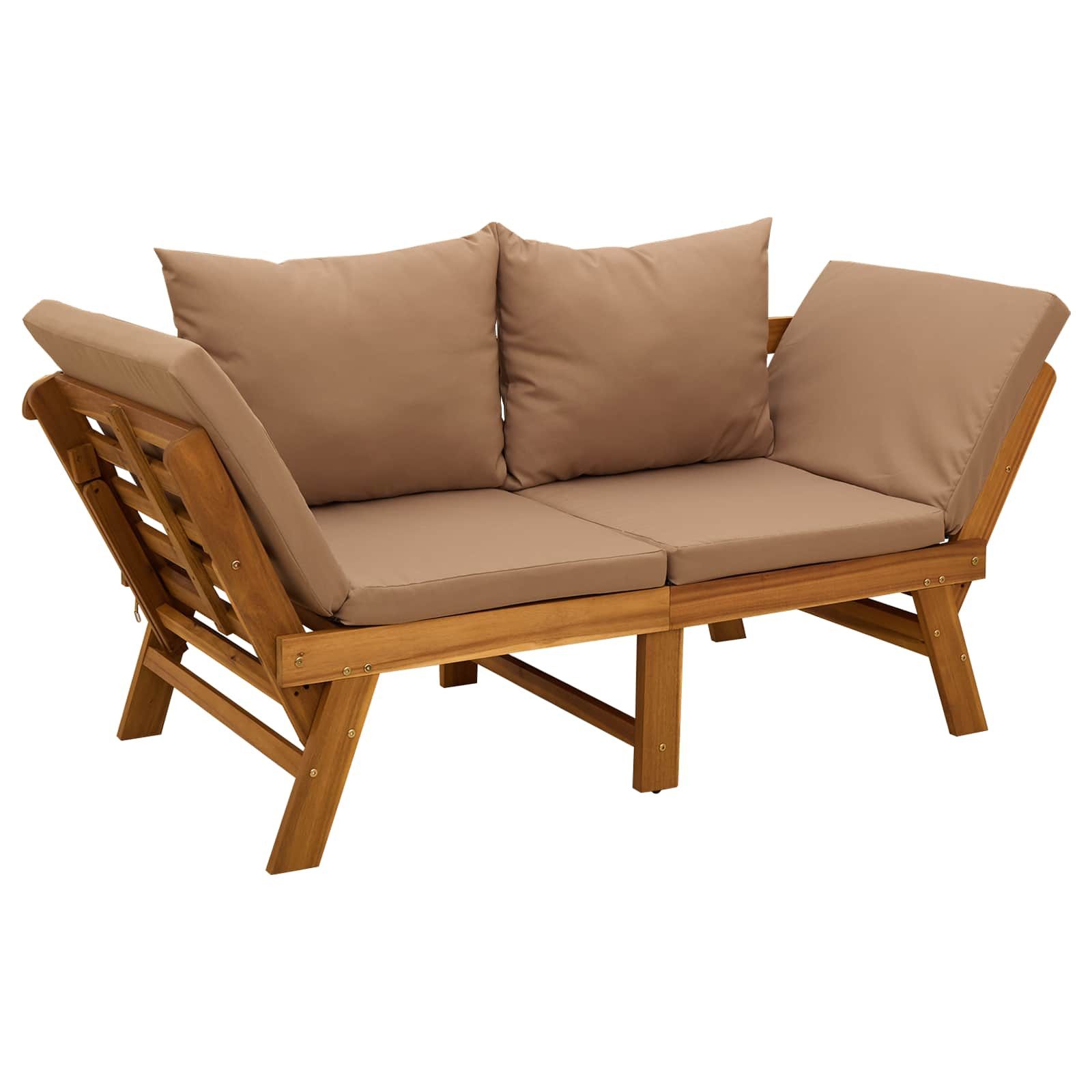 vidaXL Gartenbank 3-in-1 Gartenbank mit Kissen Massives nholz Natur (1-St)