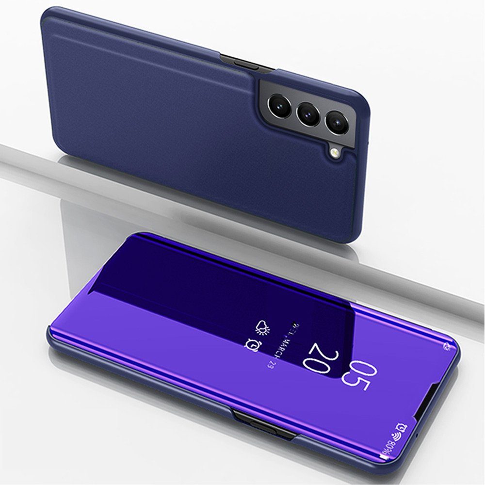 FITSU Handyhülle Spiegel Hülle für Samsung Galaxy S22 Handytasche 6,1 Zoll, Schlanke Klapphülle, elegantes Flipcase, Handyhülle mit Standfunktion
