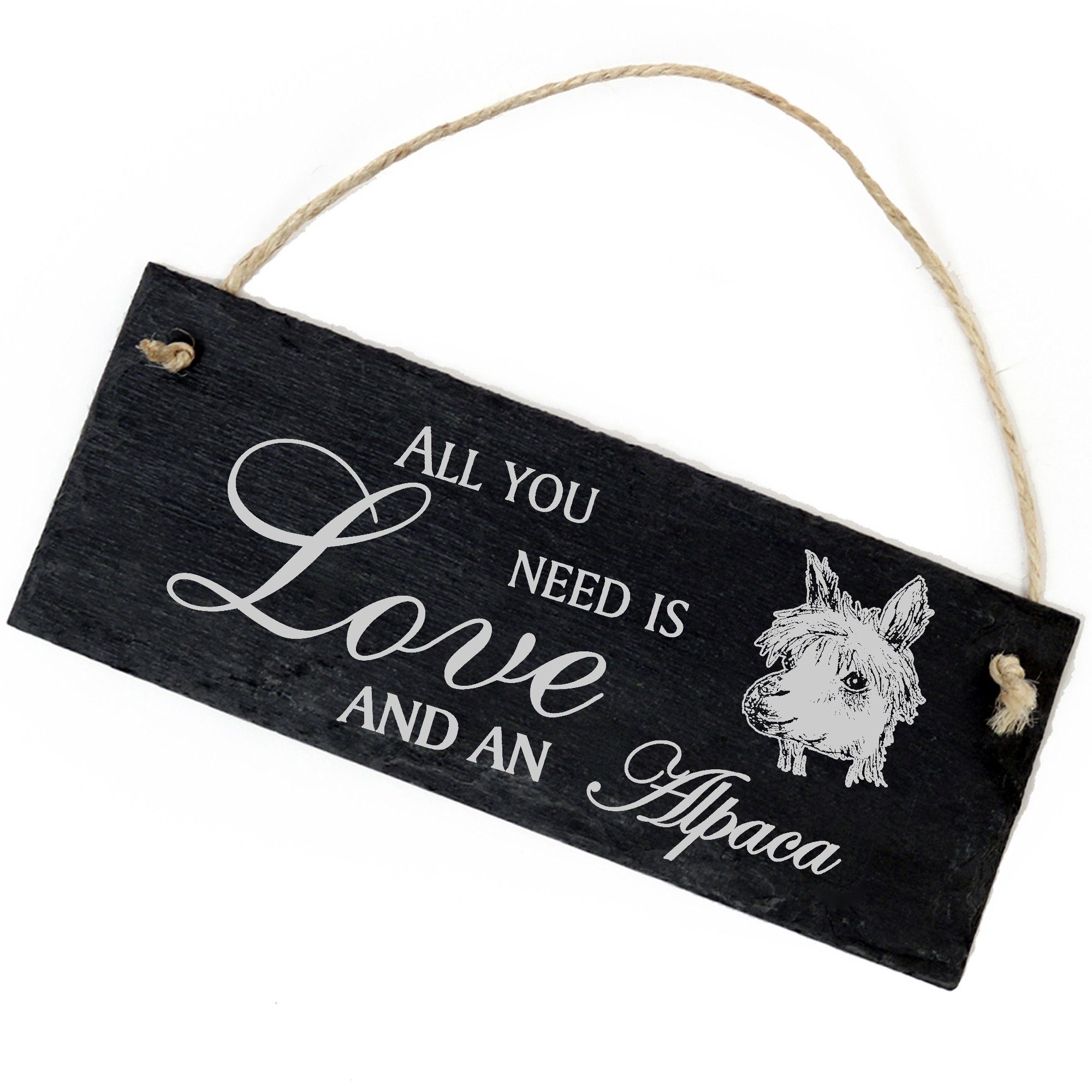 Dekolando Hängedekoration Alpaka Kopf Lama 22x8cm All you need is Love and an Alpaca