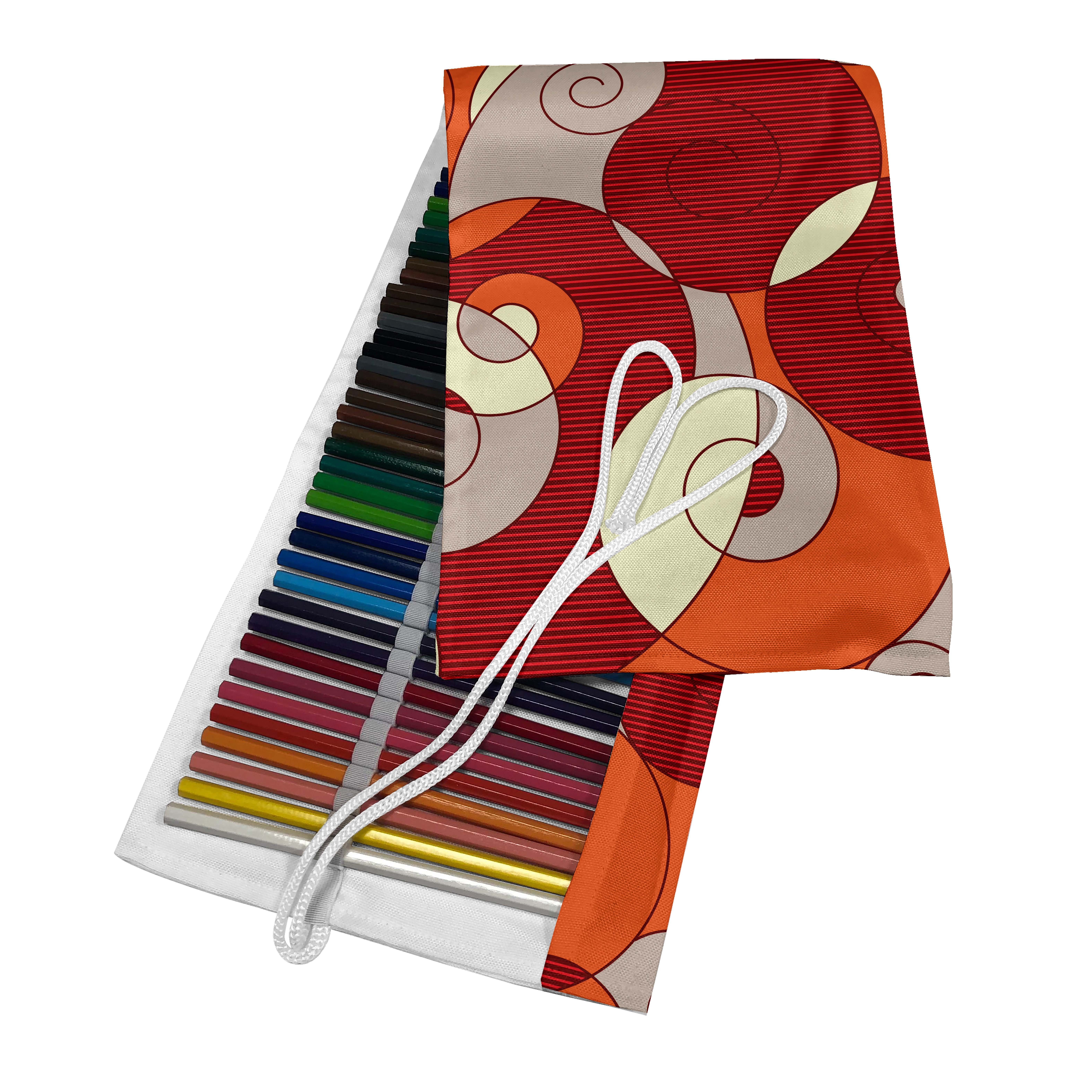 Rubin Abakuhaus Elfenbein tragbar Federmäppchen Segeltuch Modern Stripes Spiral-Zusammenfassung Orange langlebig Stiftablage und Organizer,