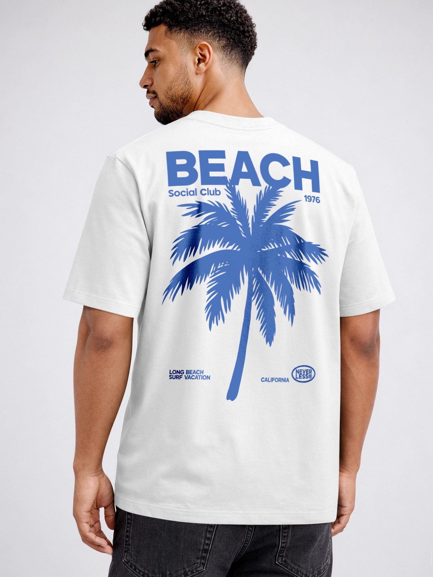 Neverless Oversize-Shirt Herren T-Shirt - Beach Club Palme - Oversized Relaxed Fit Sommer mit Print
