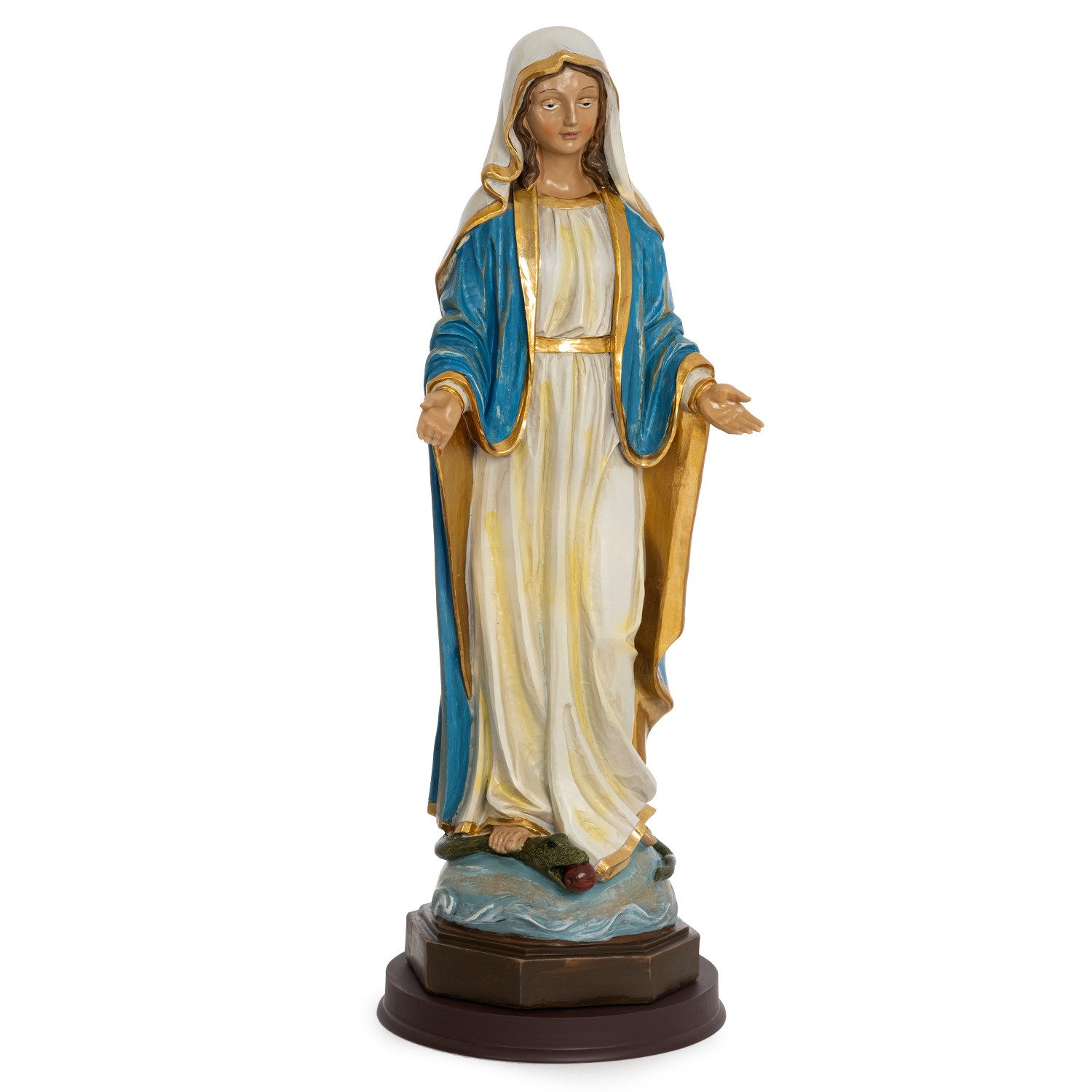 Moritz Dekofigur Jungfrau Maria Statue 42,5 cm Marienfigur mit blau-goldenem Gewand, Polyresin Figuren Deko Geschenk Geometrische TierFigur Modern Skulptur