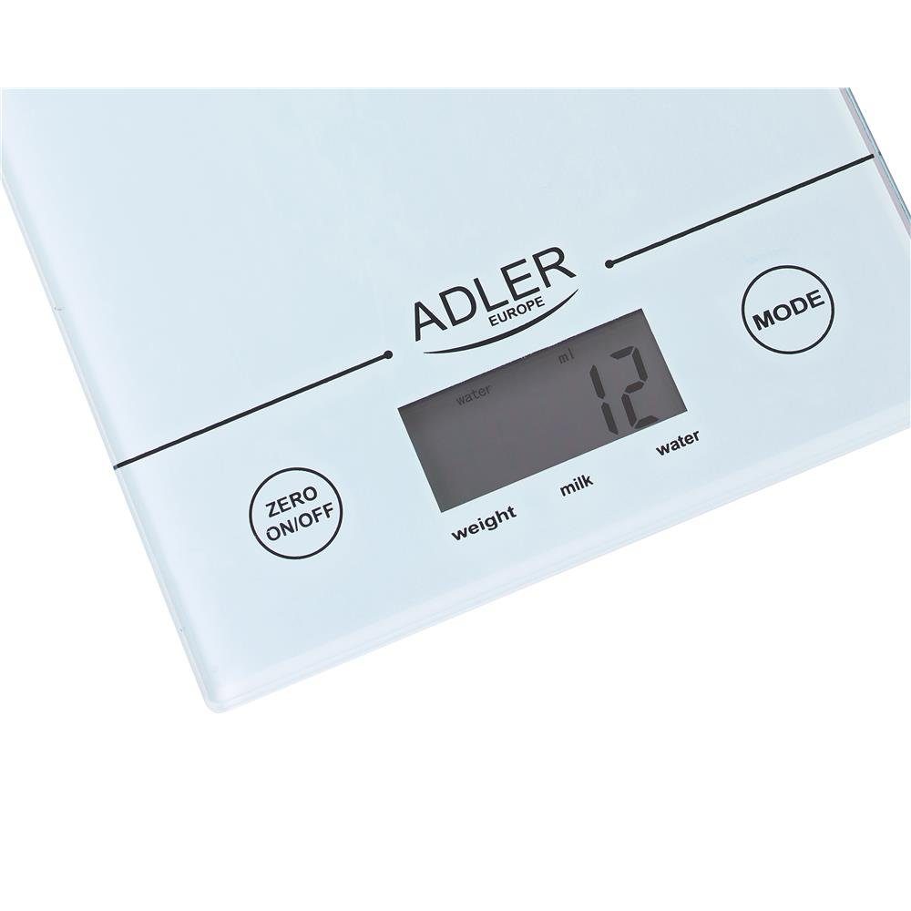 Adler Küchenwaage AD 3138 w, Haushaltswaage, Digitalwaage, 5 kg, 14 x 20cm, LCD-Anzeige